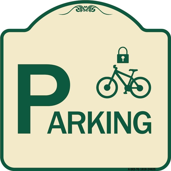 Signmission Parking With Cycle and Lock Symbol Heavy-Gauge Aluminum Architectural Sign, 18" x 18", TG-1818-24625 A-DES-TG-1818-24625 - main